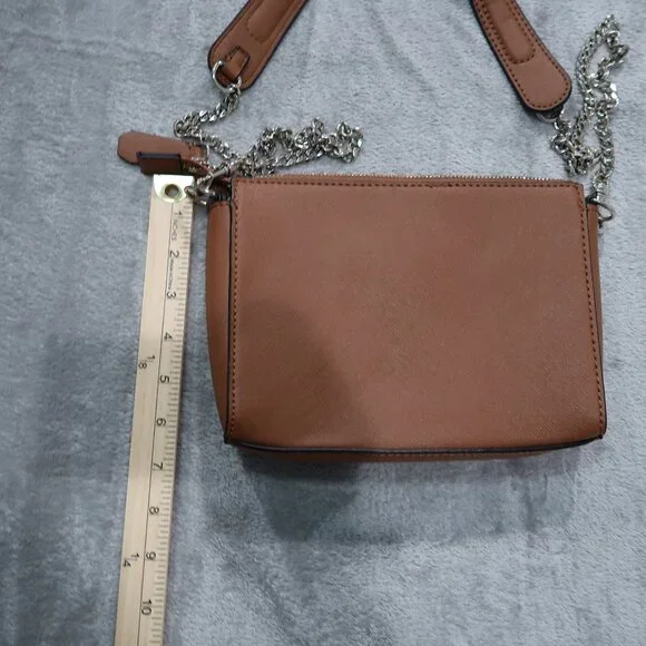 Guess Crossbody Bag Brown Faux Leather Purse with Removable Chain Strap Clutch - Picture 11 of 14